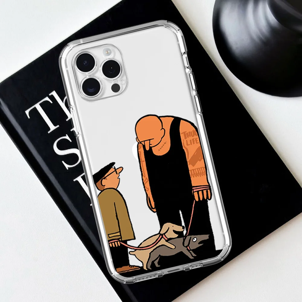 J-Jean J-Jullien A-Art For iPhone 16 15 13 14 12 11 Pro Plus MAX XS iPhone13 Mini Transparent Phone Case