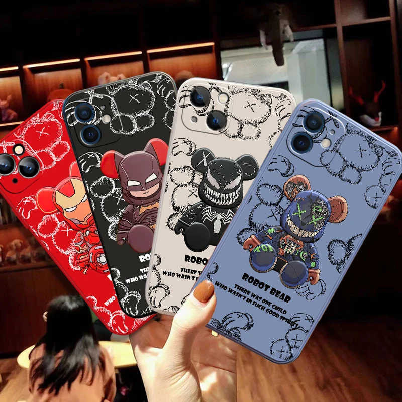 

2022 Luxury New Cool Cartoon Bear Phone Case For iPhone 11 13 Pro Max 12 Mini X XR XS Max 5 6 6S 7 8 Plus Silicon Cover Funda