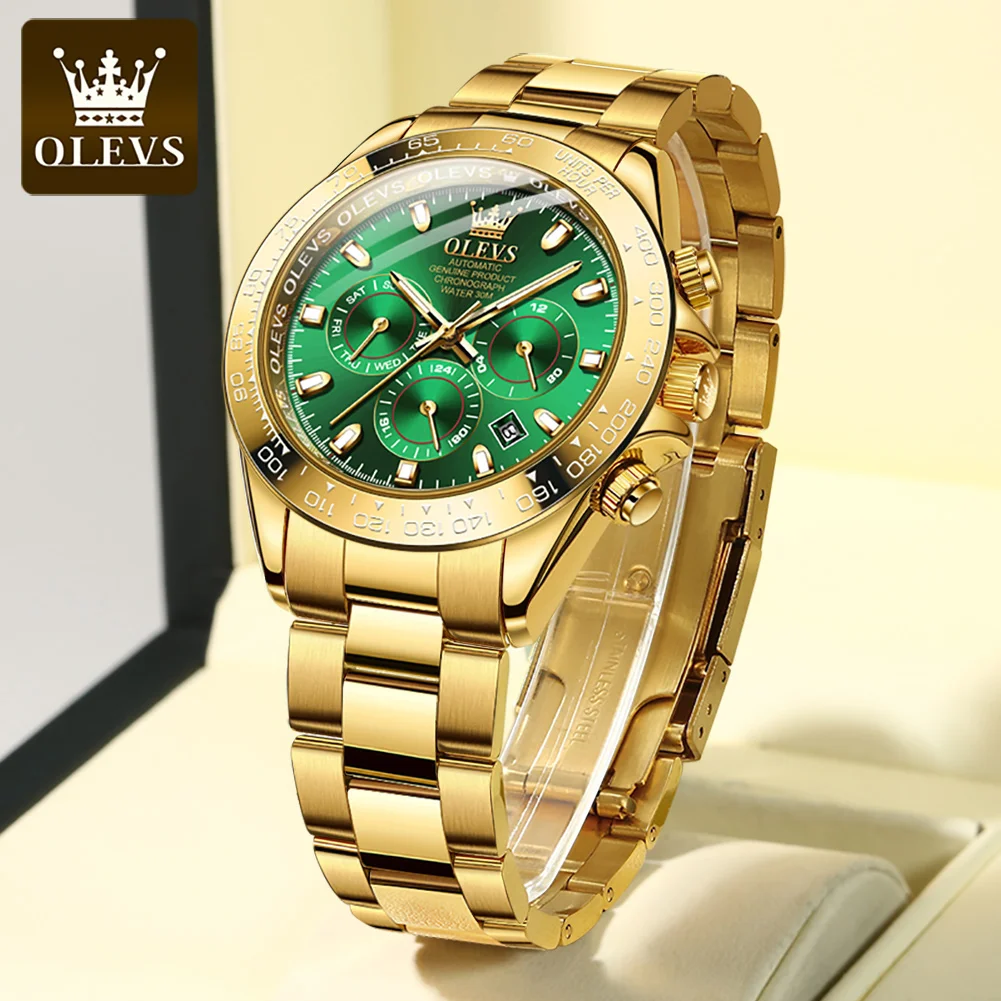 

OLEVS 6638 Automatic Mechanical Fashion Men Wristwatch, Large Dial Stainless Steel Strap Waterproof Watch For Men Luminous