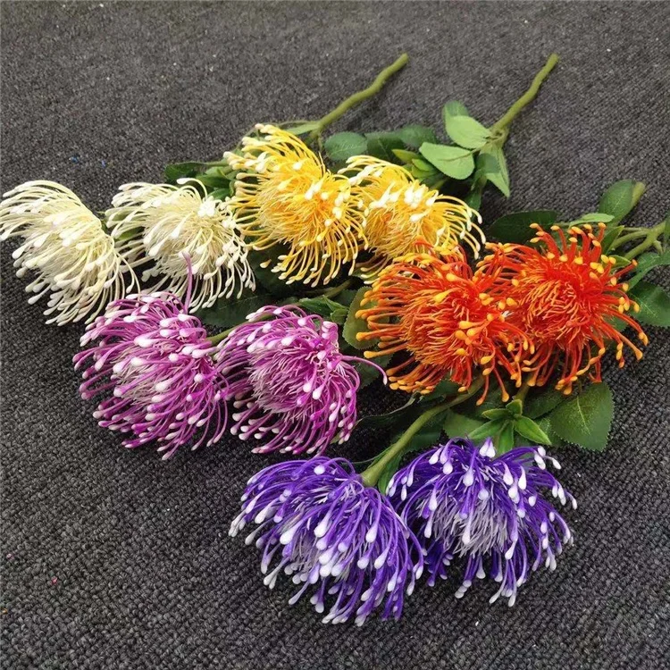 

Wholesale home decor plastic artificial flowers simulation 2 pincushion decorative flower