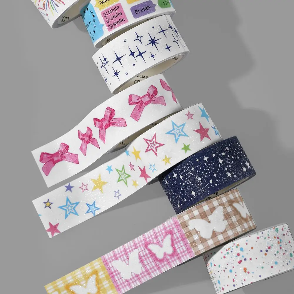 1 рулон ленты с милым бантом бабочкой звездами рисунком матовая Блестящая лента