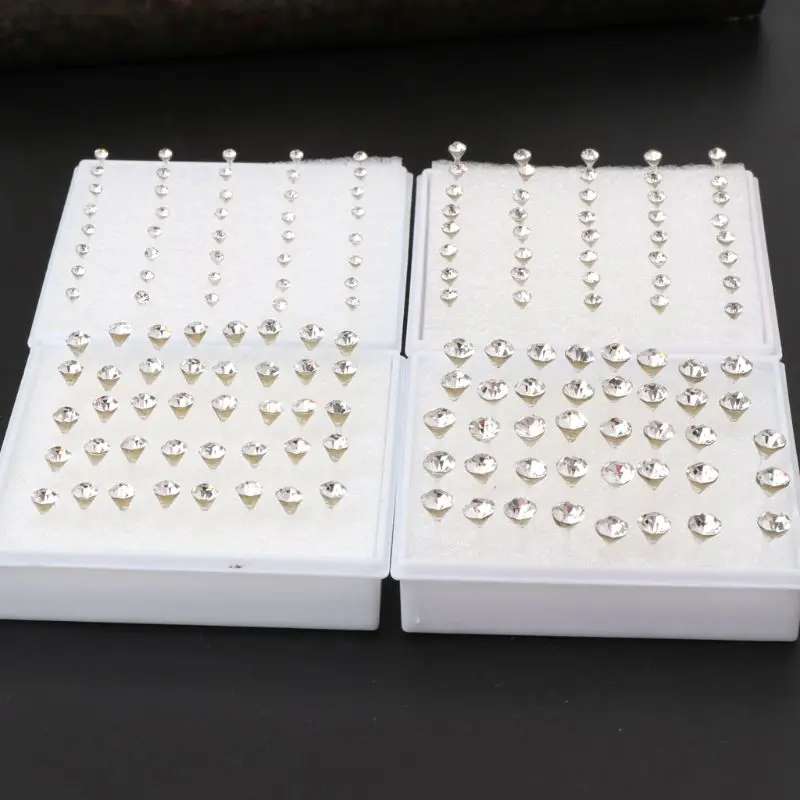 Nice 20 Pairs 2-5mm Ear Studs  Earrings Faux for rhinestone Studs Nose Lip Ear Sticks Chin Ear Needles Jew images - 6