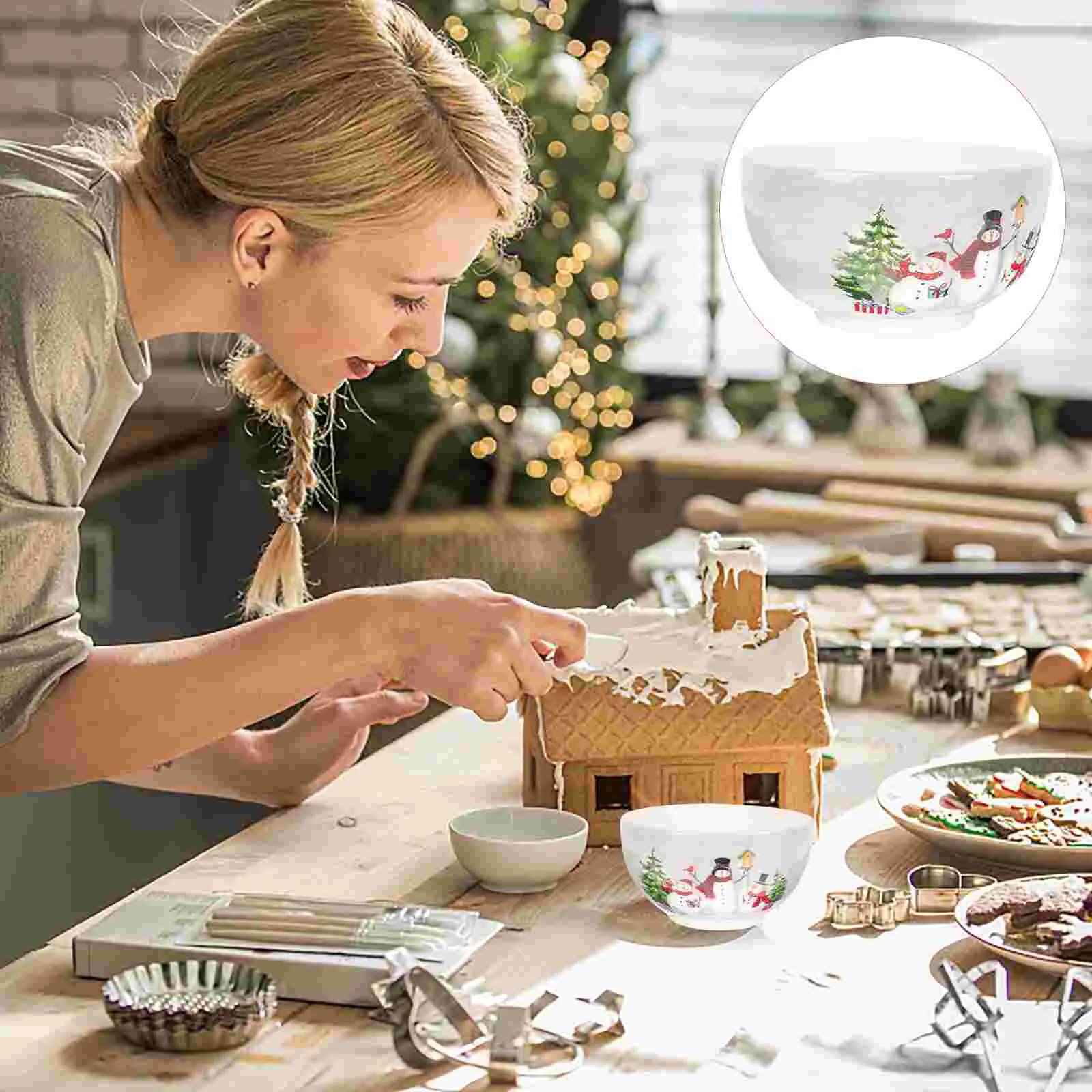 

Bowl Christmas Bowls Ceramic Soup Serving Cupcereal Dessert Platespasta Holiday Noodle Porcelain Round Salad Plate Snowmandishes