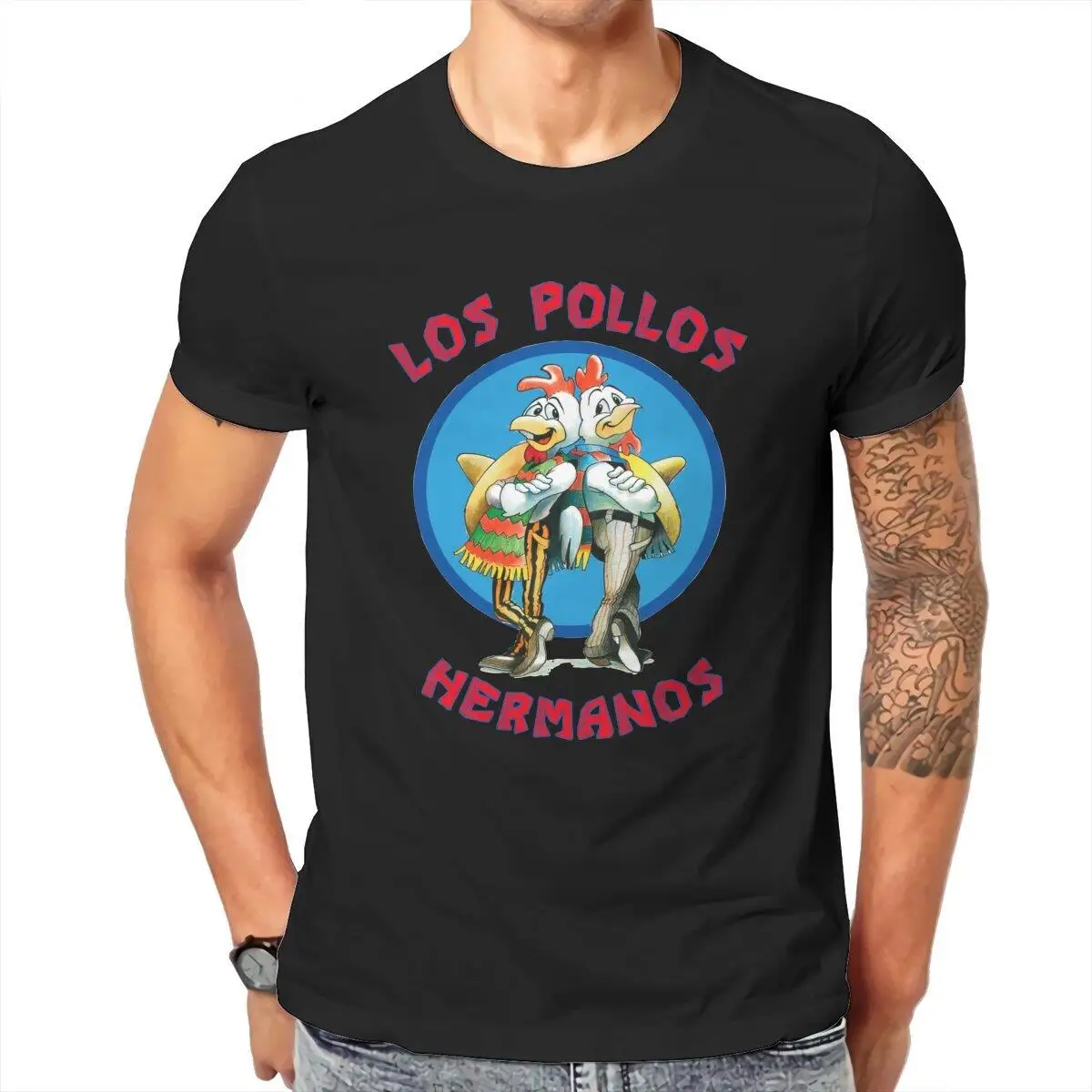 Los Pollos Hermanos  T-Shirt for Men Breaking Bad Chicken Brothers Vintage Pure Cotton Tees Short Sleeve T Shirts Gift Idea Tops