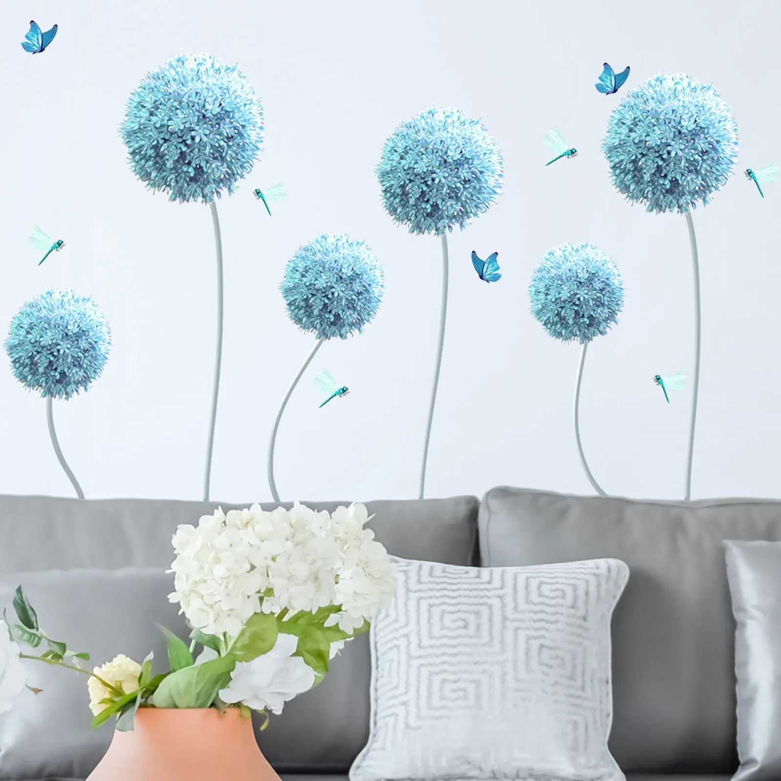 

Blue Dandelion Girls Decorations for Room Dressers Wall Sticky for Hanging Mirror Purple And Black Kitchen Decor And Accessories
