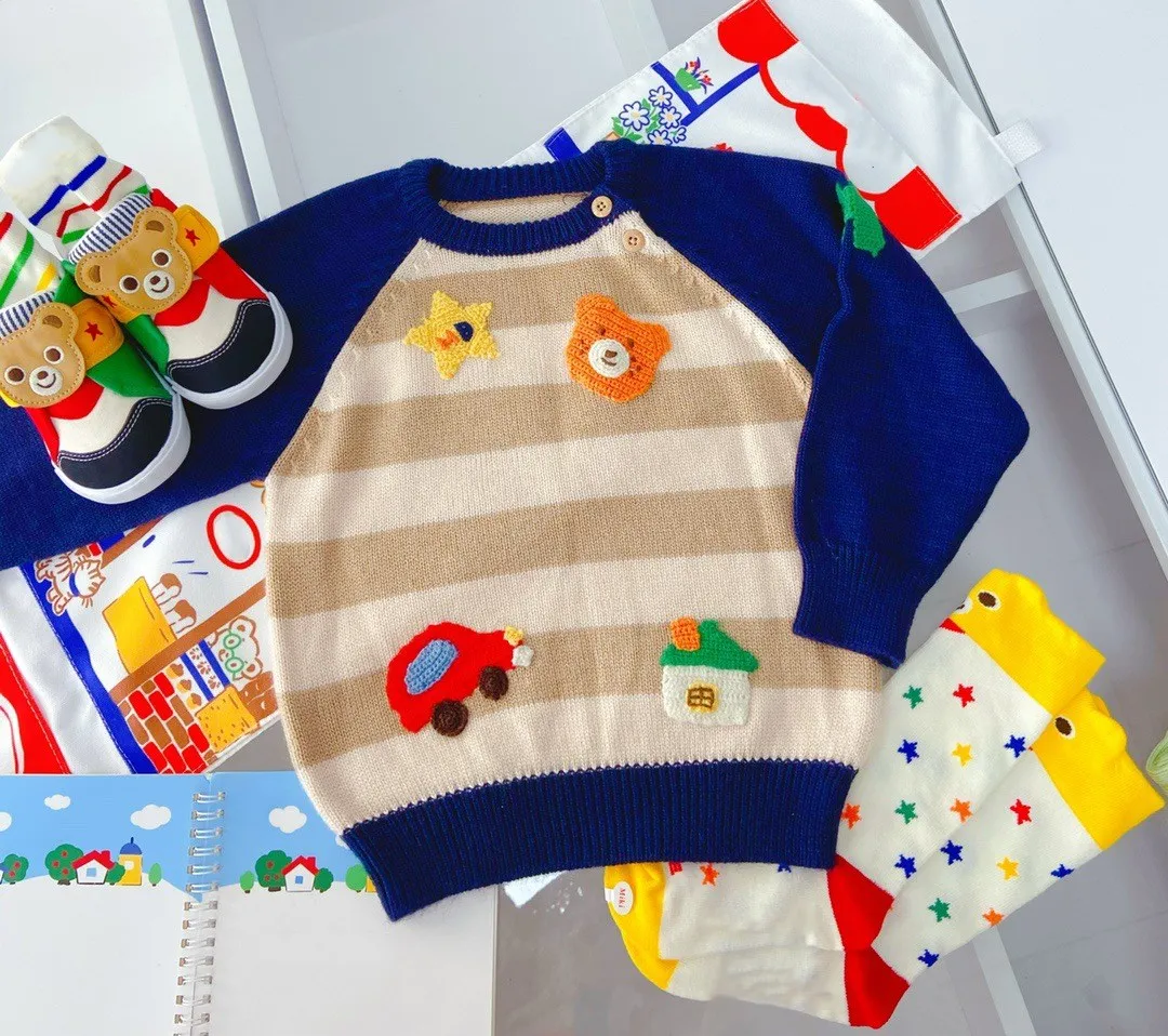 

Boys wool sweater 50% wool soft car embroidered knitted sweater boys clothes