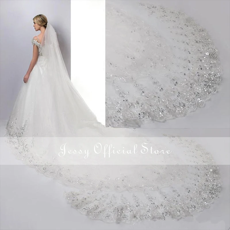 

Long Veil White One Layers Tulle Short Wedding Veil 3 meters Veil Ribbon Edge Bridal Veil Wedding Accessories Simple Ivory Veil