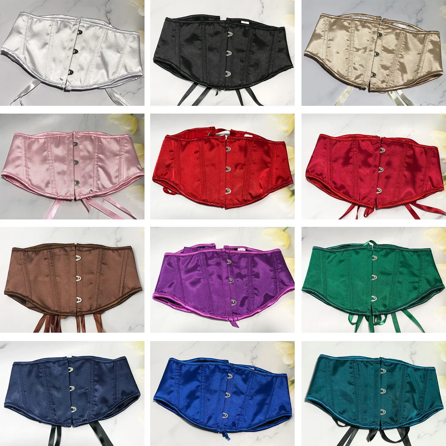 Женский атласный корсет под грудь с коротким торсом