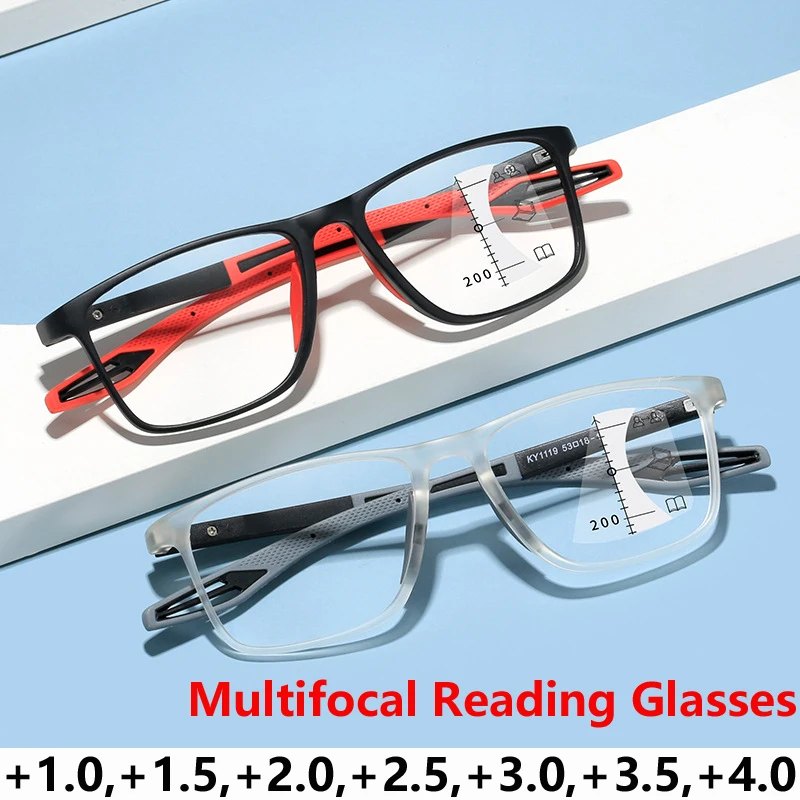 

Очки для чтения TR90 для мужчин и женщин, многофокальные прогрессивные, при пресбиопии, с защитой от сисветильник, спортивные очки с диоптриям...