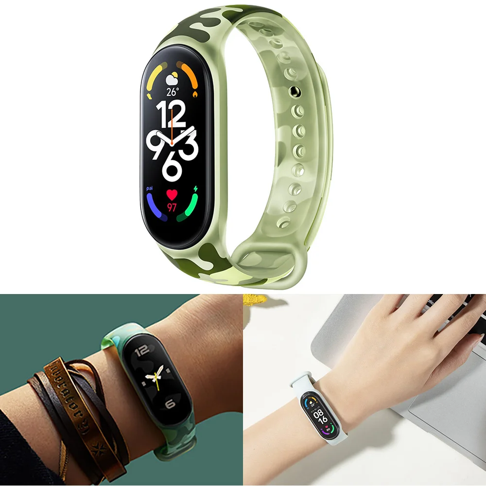 

Camouflage Sport Strap 7 for Xiaomi Mi Band 7 NFC watchband miband 6 Wrist Silicone Original 1:1 smartwatch correa mi band 5 4 3