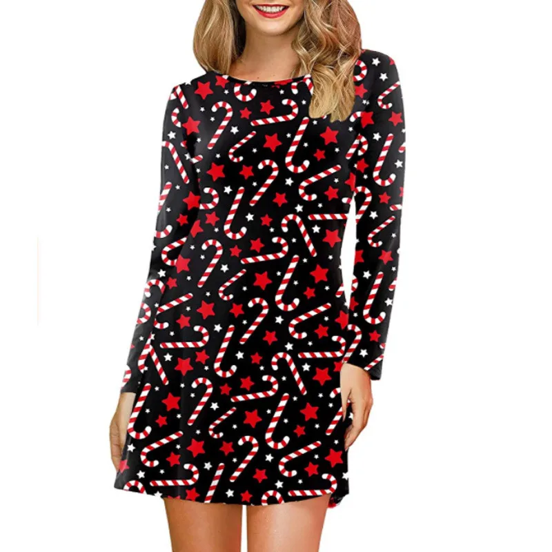 Женское повседневное платье с длинным рукавом