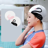 ladies cute pattern swimming cap summer silicone waterproof head protective seaside vacation supplies diving protective gear