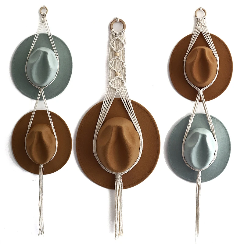 

Multilayer Boho Cotton Hanging Hat Organizer Display Rack Storage Cap Holder Scarf Hanger Nordic Macrame Tapestry Wall Decor