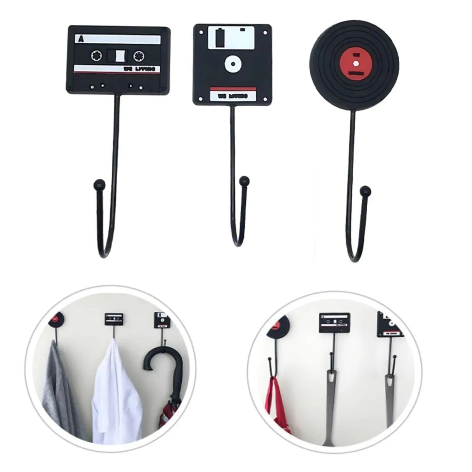 

Запись магнитного скотча кассеты Ретро Настенный декор крючок для детской ключей вешалка кухонные крючки самоклеящийся крючок