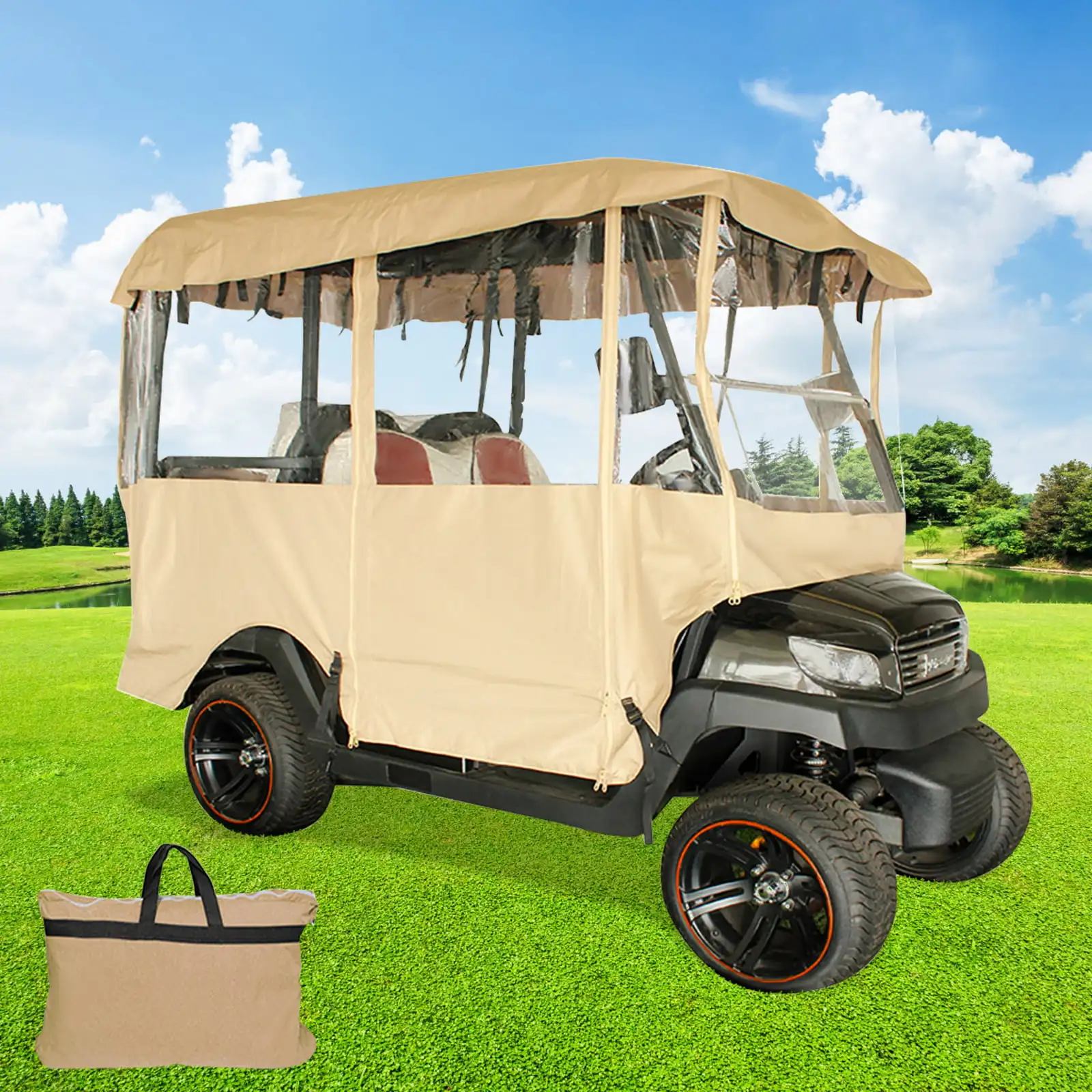 Golf Cart Enclosure 78.7''L,4 Person Golf Cart Cover,300D Wa