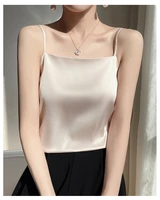 womens acetate camisole top summer solid color office wear basic camis lady chic elegant tank top