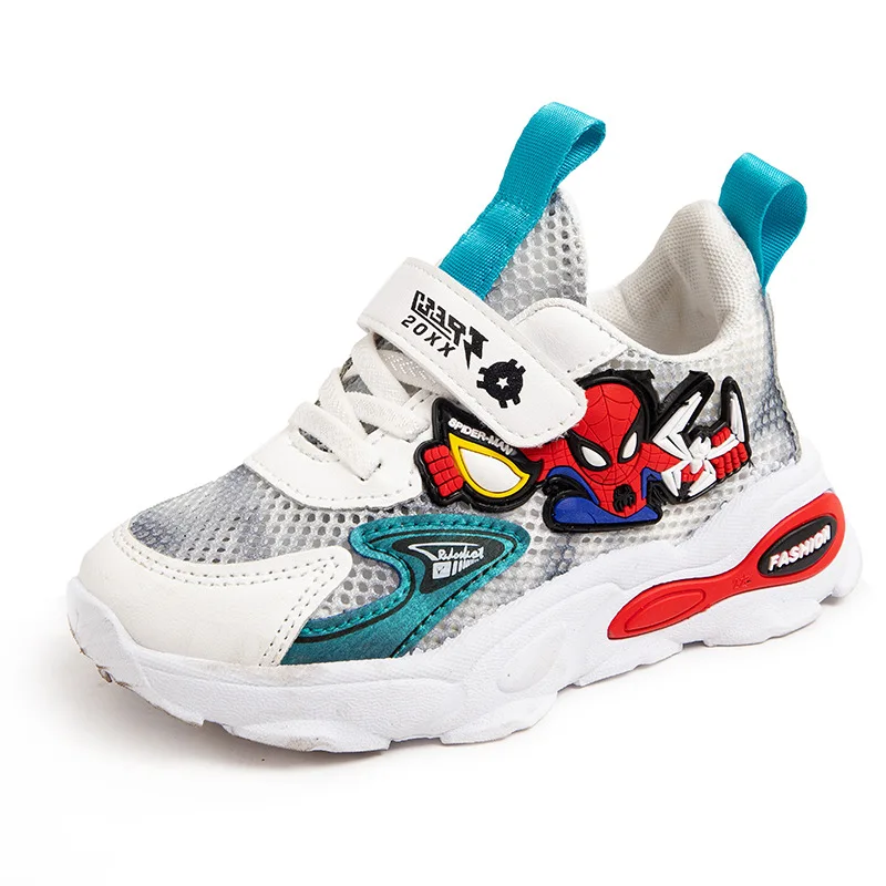Disney Spiderman Casual Shoes Boys Breathable Children Cartoon Mesh Kids Summer Running Footwear Black Soft Bottom Sneaker
