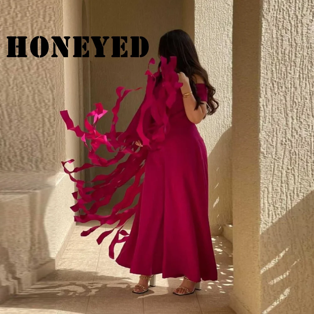 

Honeyed Women Solid Tassel Dress Diagonal Collar Irregular Spring 2023 New Fashion Tide Gathered Waist Evening Party Cloth Red
