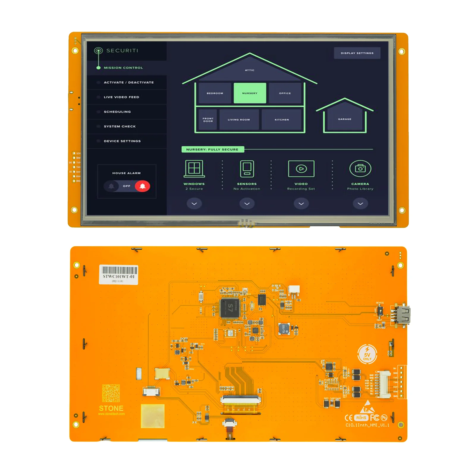 SCBRHMI 10.1 Inch HMI Smart LCD Display Module with Touch Panel + GUI Design Software for Equipment Use