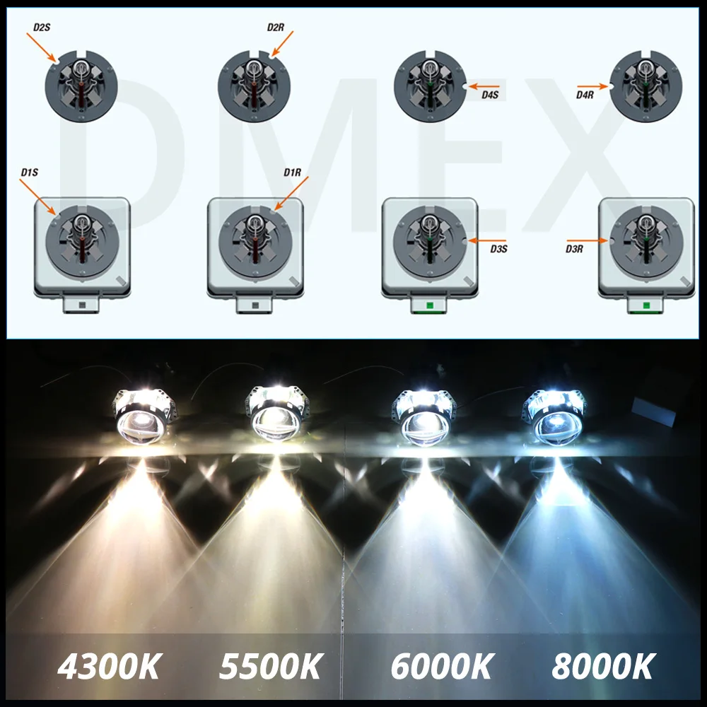 DMEX Upgraded OEM 12V 85V D2S Xenon HID Headlight Bulbs 4300K 5500K 6000K 8000K 66240 85122 Headlamp P32d-2 Replacement