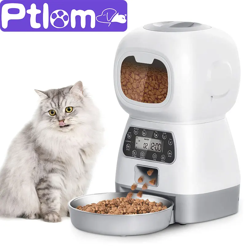 

3.5L Automatic Pet Feeder Button Version Timed Smart Remote Control Voice Recorder Indoor Dog Cat Food Dispenser Pet Food Device