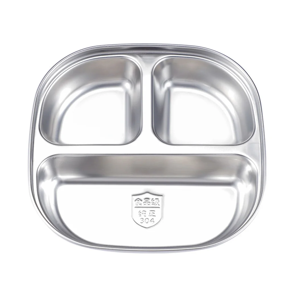 

Plate Plates Divided Steel Tray Stainless Food Dinner Trays Compartment Kids Lunch Portion Section Control Serving Snack