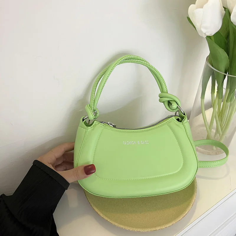 Women's Shell-Pressing Handbag Solid Color Chain Underarm Bag Western Style All-Matching Shoulder Messenger Bag