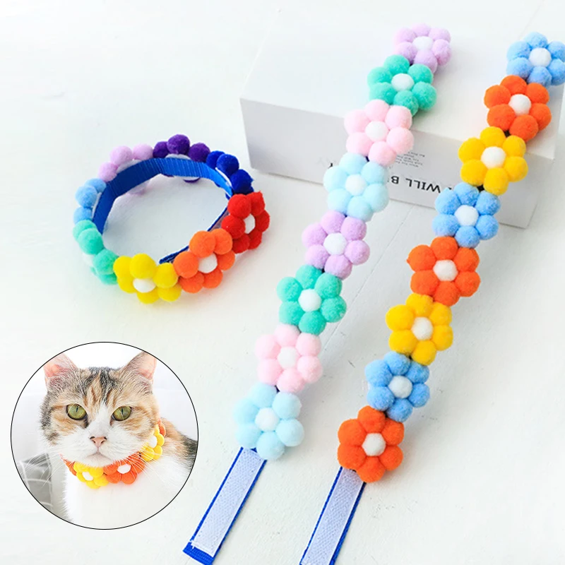 

Flower Cat Collar Decor Pet Collar Adjustable Rhinestone Cat Dog Collar Necklace With Bell Pet Supplies Clothing Accessories