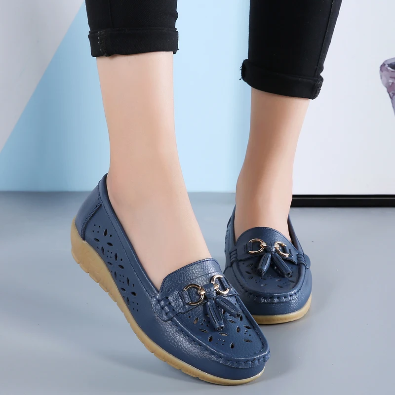 Women Flats Shoes Cut Out Leather 