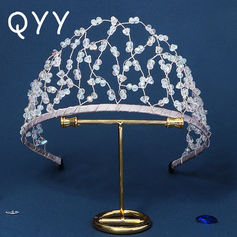 

Handmade Crystal Crown Headband Bridal Wedding Hair Accessories Prom Tiaras and Crowns for Women Bride Hair Jewelry Party Gift