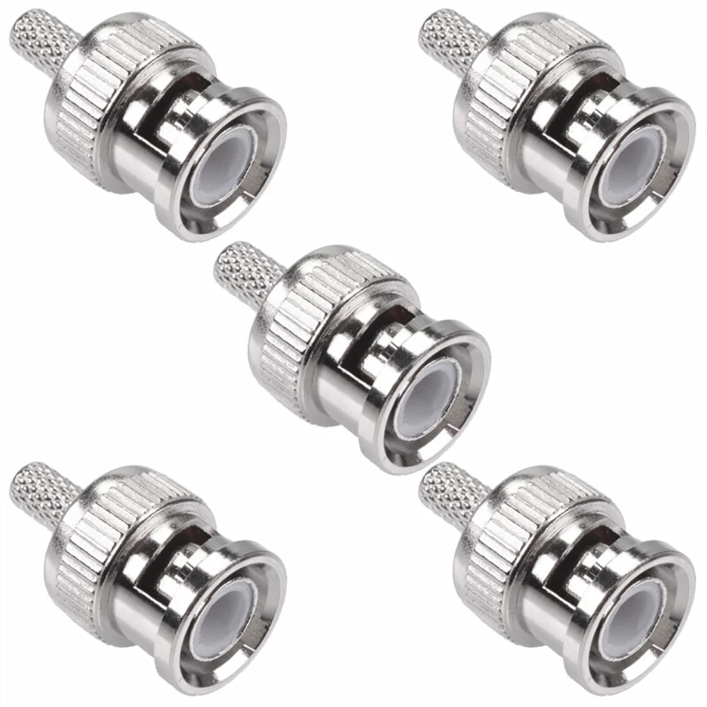 

5pcs BNC Crimp Plug Connector RG58C/U 50 Ohm Nickel Plated Brass Gold Contact Plating Connector Singal Accessories