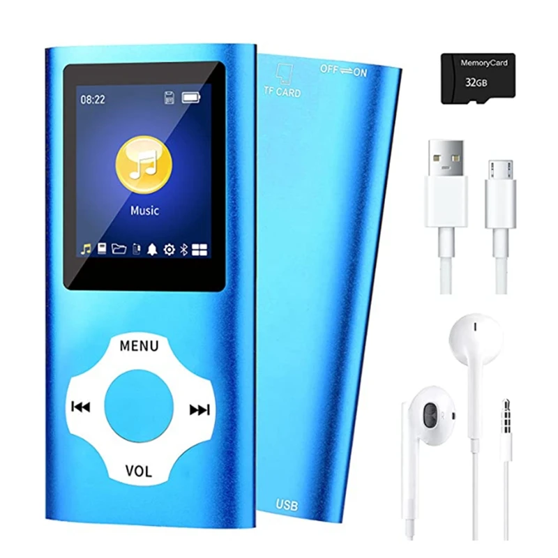 

MP3 Music Player With Bluetooth 5.0, Portable Hifi Music Player Video/Photo Viewer For Kids (Blue)