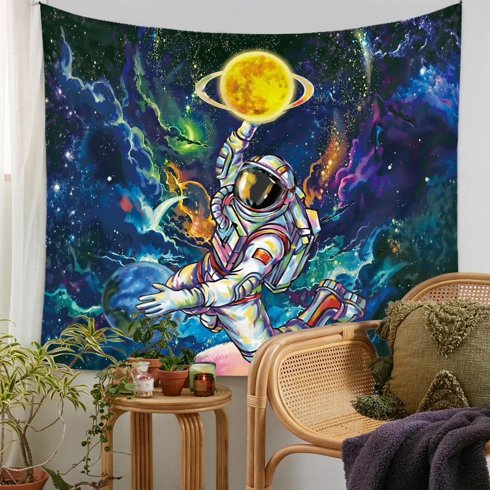 

Trippy Astronaut Tapestry Poster Psychedelic Cool Spaceman On Fantasy Universe Planets Starry Sky Tapestry For Room Decorations