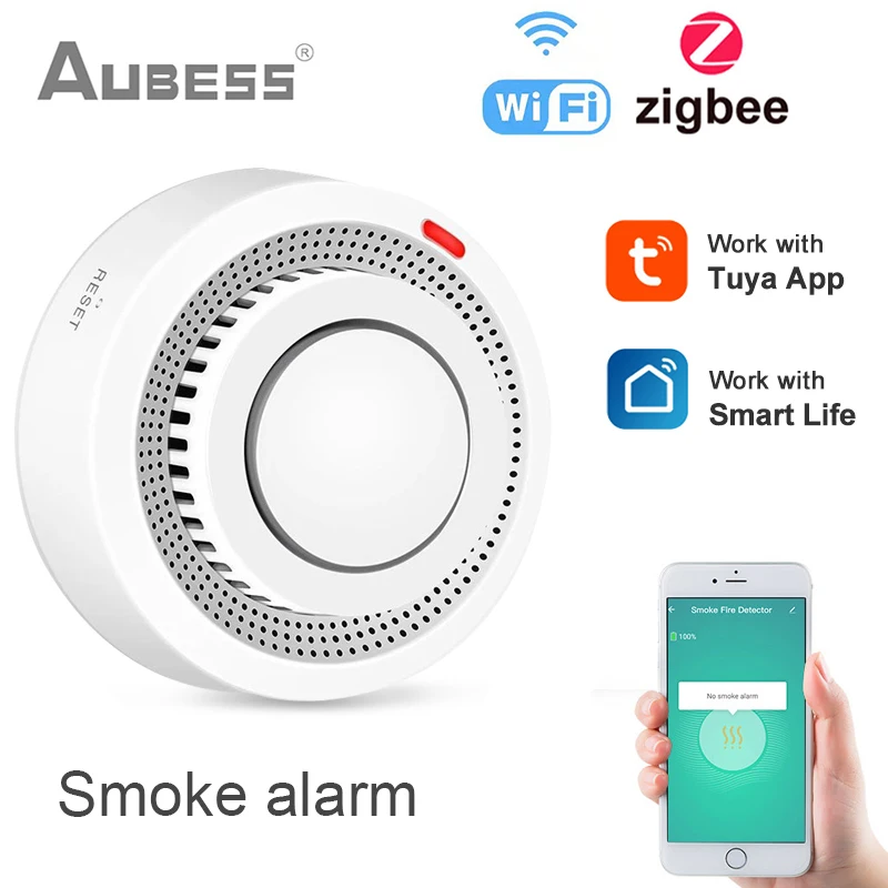 

Tuya WiFi Zigbee Smoke Detector Sensor Fire Alarm Works With Smart Life APP Information Push Smart Home Security System