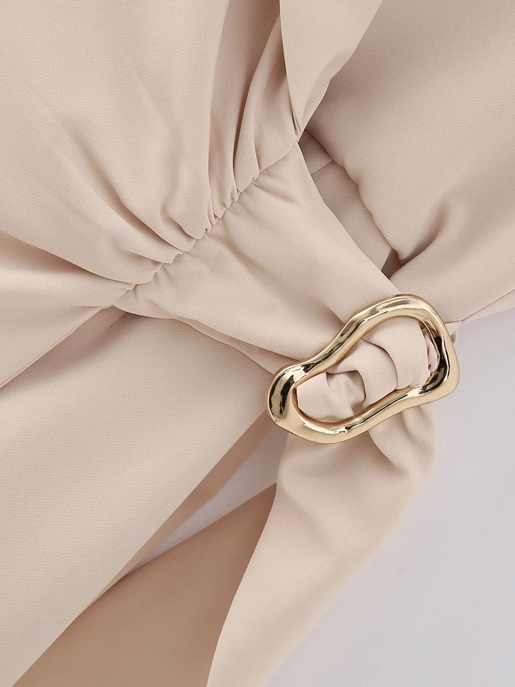 PAILETE Women 2023 fashion with buckle belt playsuits vintage sleeveless side zipper female jumpsuits mujer