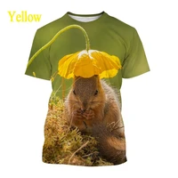 cute animal squirrel 3d printing t shirt fashion unisex harajuku street style casual round neck short sleeved t shirt top