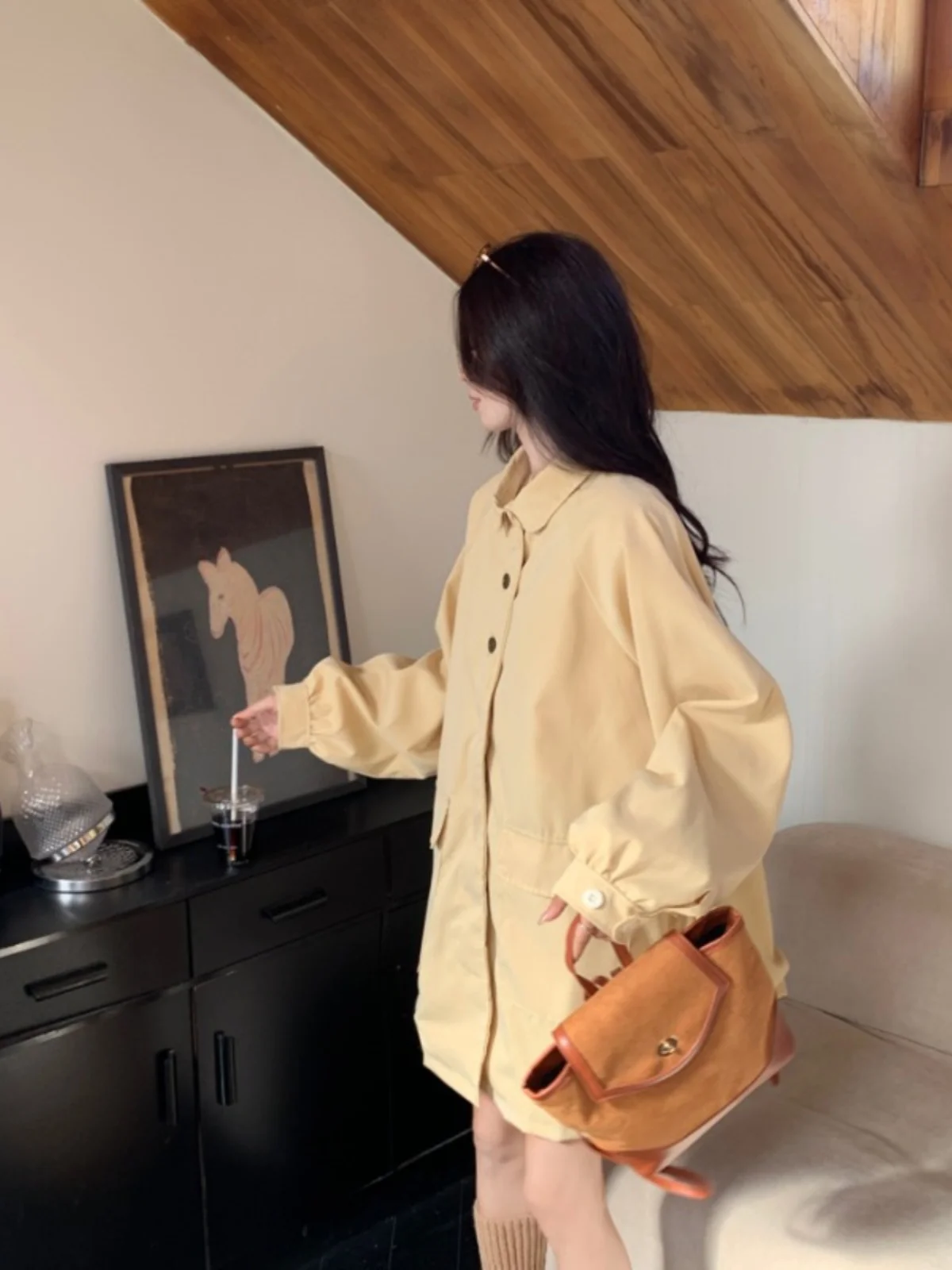 Тренч Верхняя одежда Осенняя Женская больших размеров Chubby Girl Корейская серия Топ