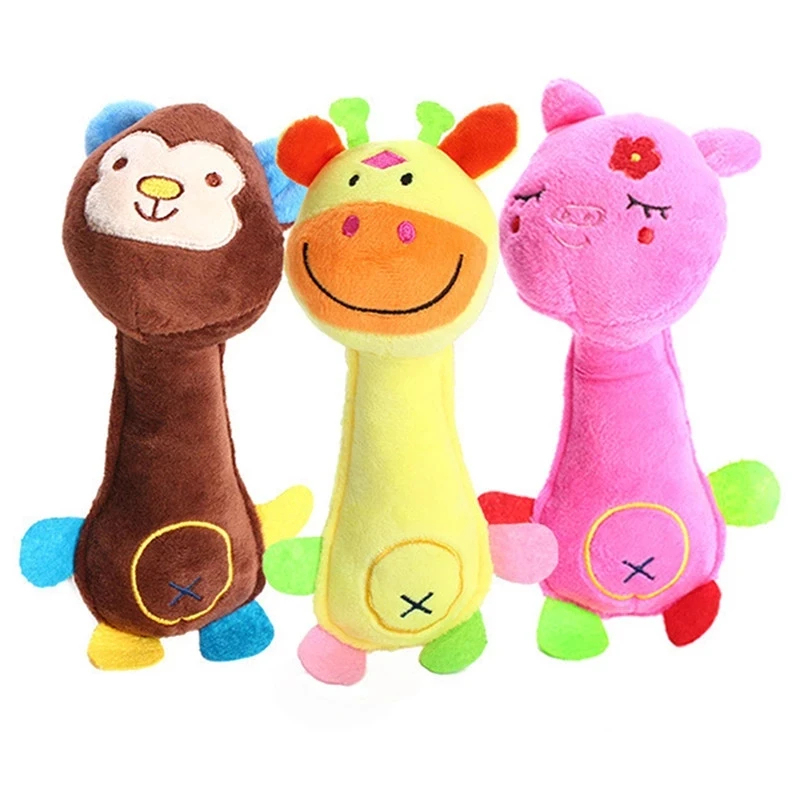 

Cute Cartoon Animal Toy Plush Dog Cat Pet Chew Squeeze Squeak Sound Funny Fleece Durability Chew Molar Toy Fit For All Pets
