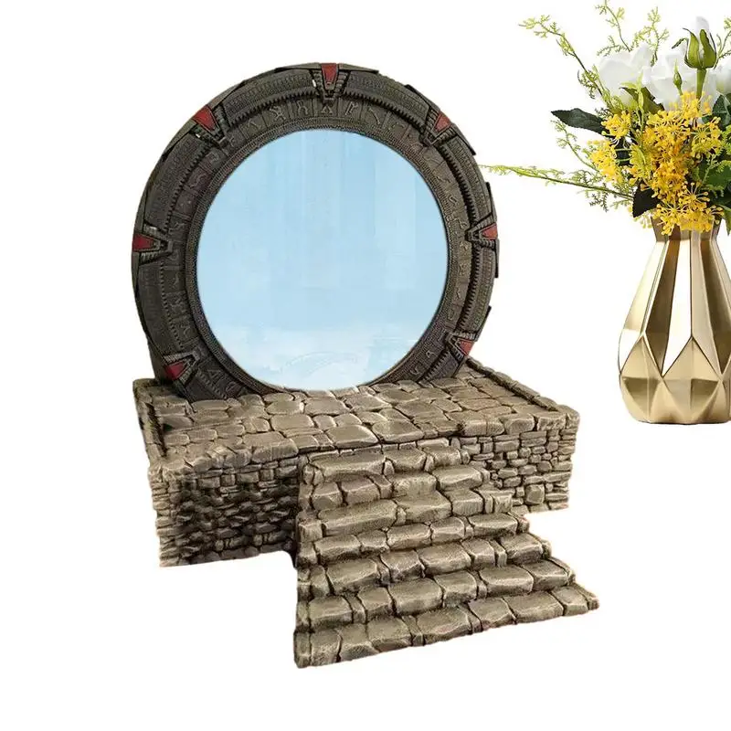 

Star Gate Light Mirror Poly Stone AtlantisCollectable Sculpture Stargate Model Ornament With Lights Sculpture Model Toy Gift