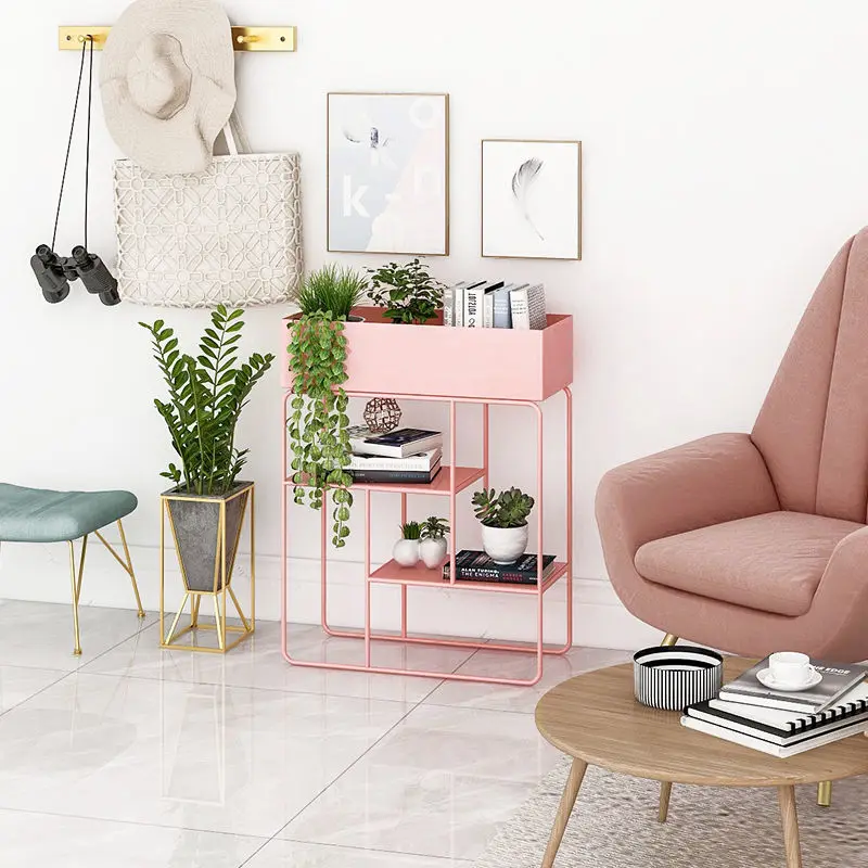 Скандинавская железная стойка для цветов хранения напольная зеленая цветочных