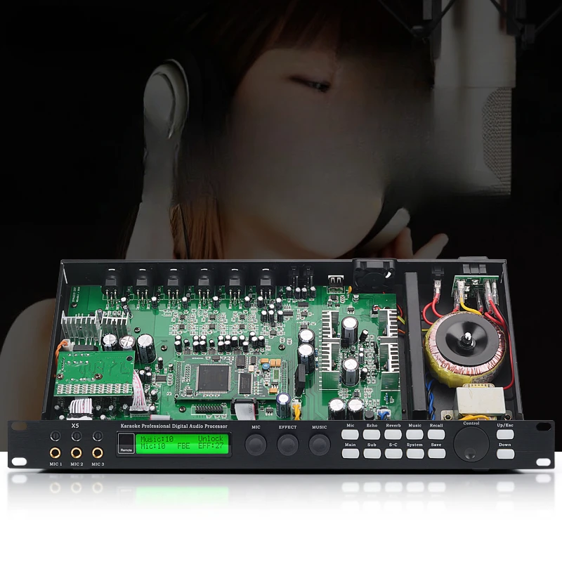 

X5 front effector KTV home microphone anti howling karaoke reverberator digital computer debugging audio processing
