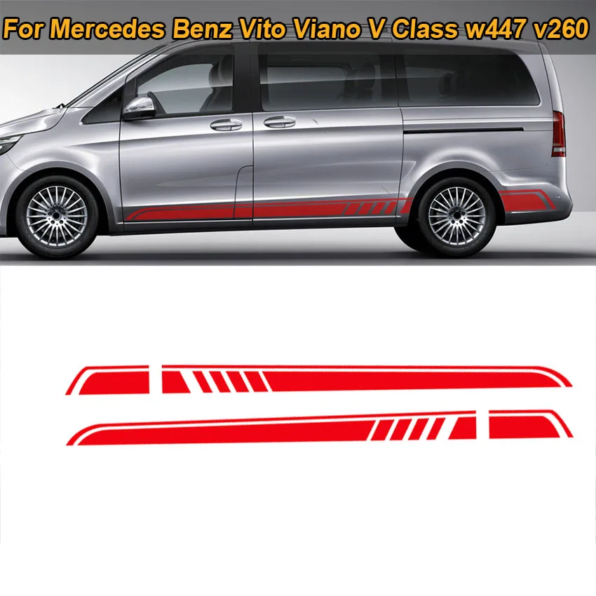 

2 pcs Long Side Stripe Car Sticker Vinyl Car Film Decals Auto Accessories For Mercedes Benz Vito Viano V Class w447 v260