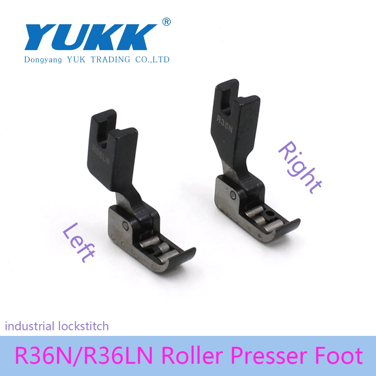 

1PCS Sewing Machine Parts Presser Foot R36N R36LN Industrial Left and Right Narrow Hinged Roller Foot with Wheel on Bottom