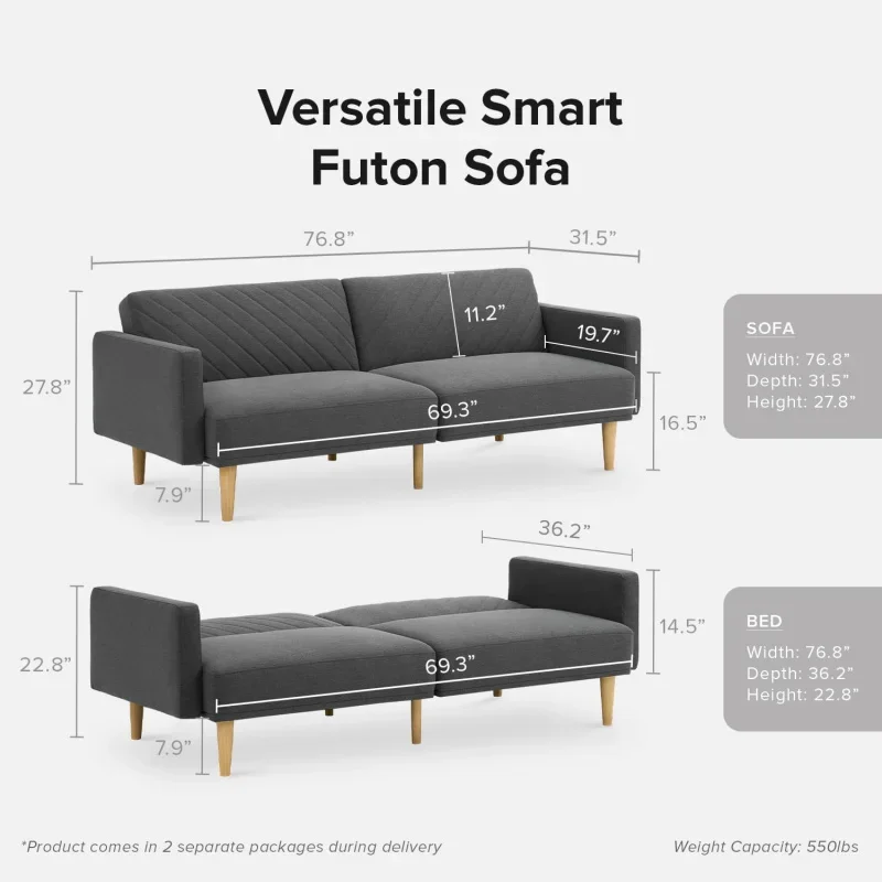 153 Bed Small Sleeper Loveseat Mid Century Modern Futon Couch Sofa Cama Couches for Living Room (Da