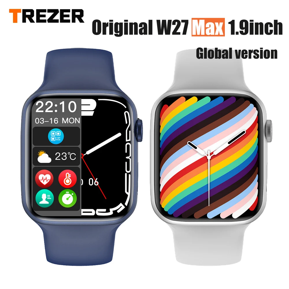 Смарт-часы TREZER IWO W27 Max 1 9 дюйма Bluetooth для мужчин и женщин 45 мм серия 7 Беспроводная