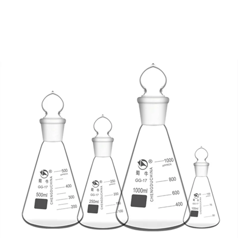 

1Pcs/Lot 50ml to 1000ml Lab Borosilicate Glass Erlenmeyer Conical Flask with #19 #24 #29 #34 Ground-in Stopper