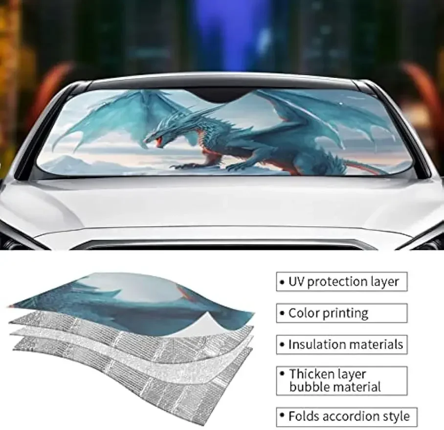 Фото Зонт от солнца Cool Frost Dragon для coche Parasol para Laser los sedanes SUV Camión художественная дорожка с защитой от атмосферных воздействий №5