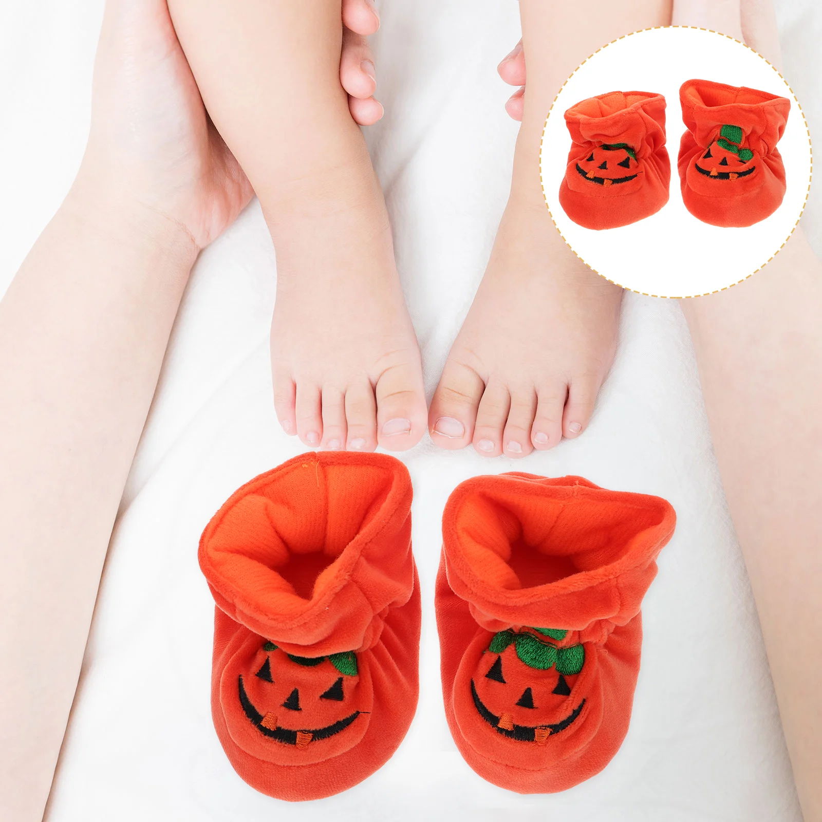 

1 Pair Newborn Pumpkin Booties Sole Costume Accessory for Boys and