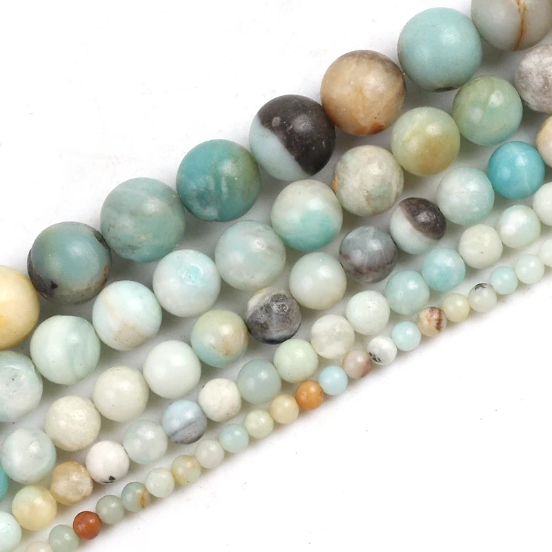 

Natural Stone Amazonite Jasper Round Stone Beads For Jewelry Making 4 6 8 10 12mm Perles Gem Loose Beads Diy Bracelet Necklace