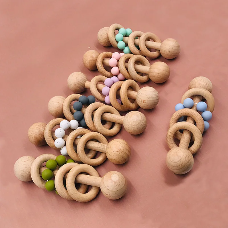 

Rattle Wooden Ring Bracelet Baby Wooden Ring Molar Toy Silicone Beaded Rattle Wooden Baby Toys Teether 13-24m M